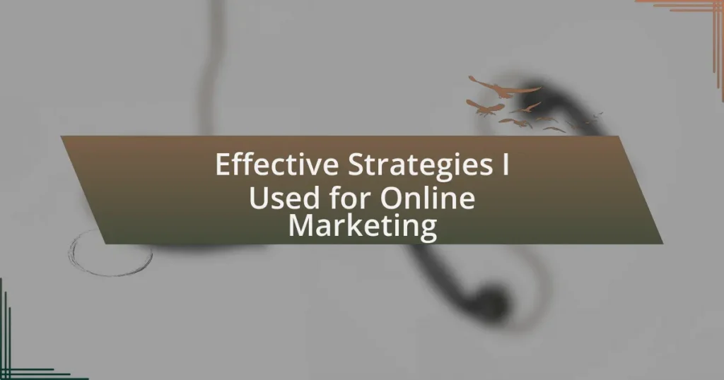 Effective Strategies I Used for Online Marketing