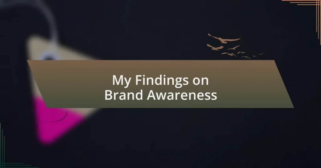 My Findings on Brand Awareness