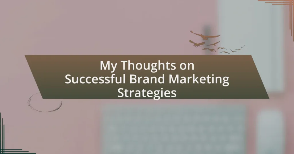 My Thoughts on Successful Brand Marketing Strategies