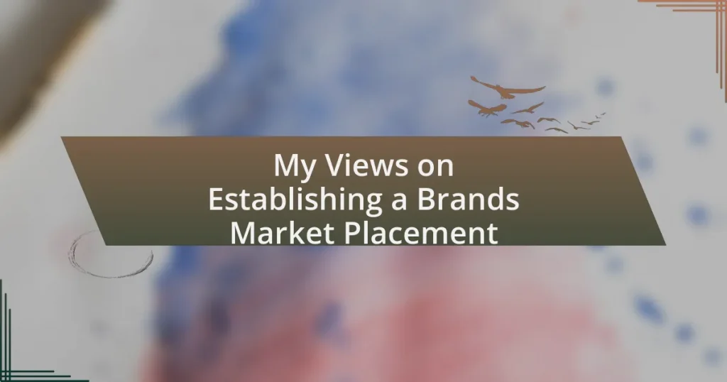 My Views on Establishing a Brands Market Placement