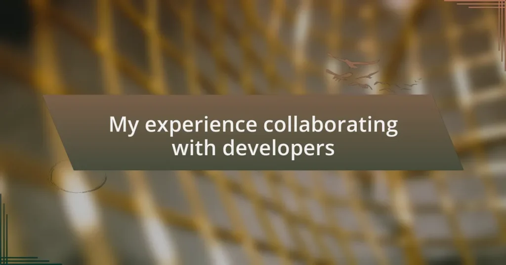 My experience collaborating with developers
