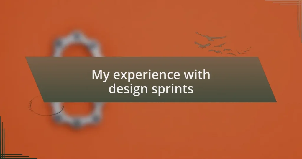 My experience with design sprints